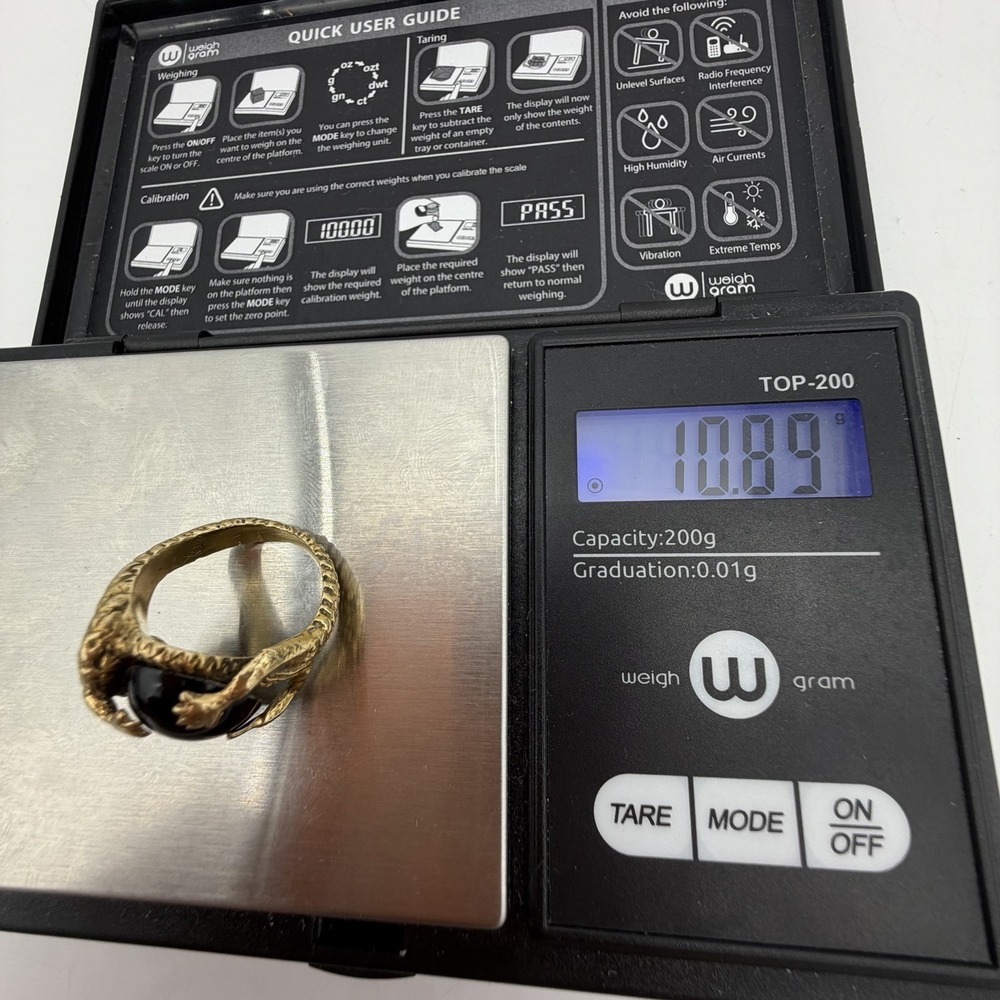 Vtg 14k Yellow Gold Serpent Ring Alligator Dragon Diamond Eye 10.89gr 10.89 Gr - Picture 14 of 16